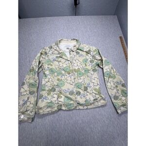 Susan‎ Bristol White Label Women's Button Down Green & Tan Floral Print Jacket L